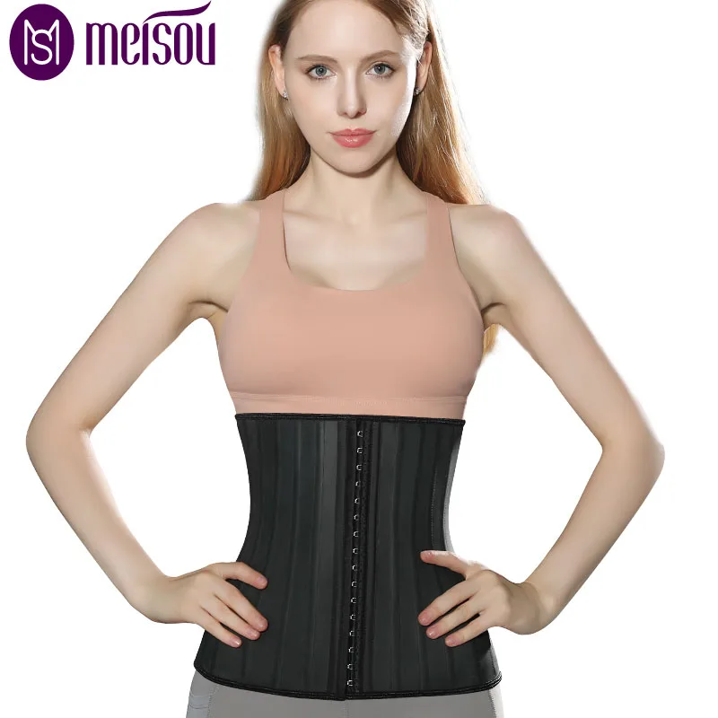

Meisou Latex Waist Trainer Corset Belly Slimming Underwear Belt Sheath Body Shaper Modeling Strap 25 Steel Boned Waist Cincher
