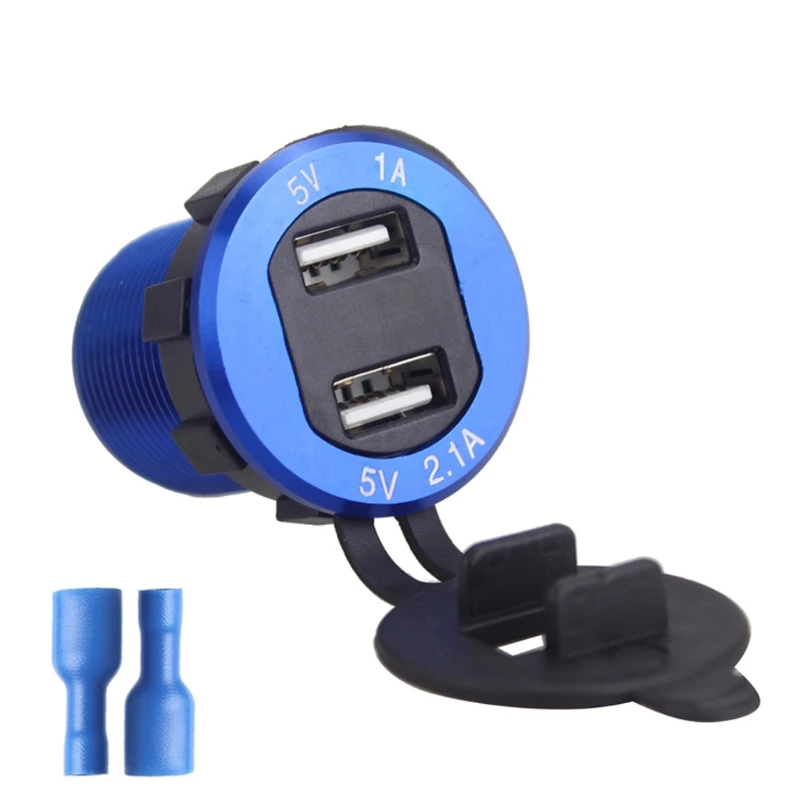Металлический 12 В/24 В автомобильный 2 USB зарядное устройство адаптер светодиодный вольтметр для грузовика лодки сотового телефона