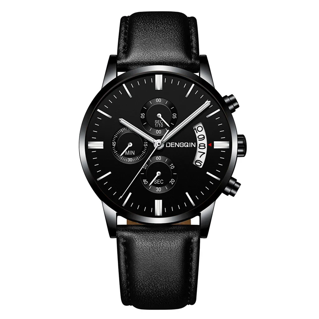 Роскошные высококачественные мужские часы relogio masculino, кварцевые часы из нержавеющей стали с кожаным ремешком, деловые наручные часы saat