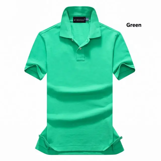 Модные летние мужские поло с коротким рукавом рубашки хлопок одноцветная Мужская отворотом поло Мужские обтягивающие удобные топы - Цвет: Green
