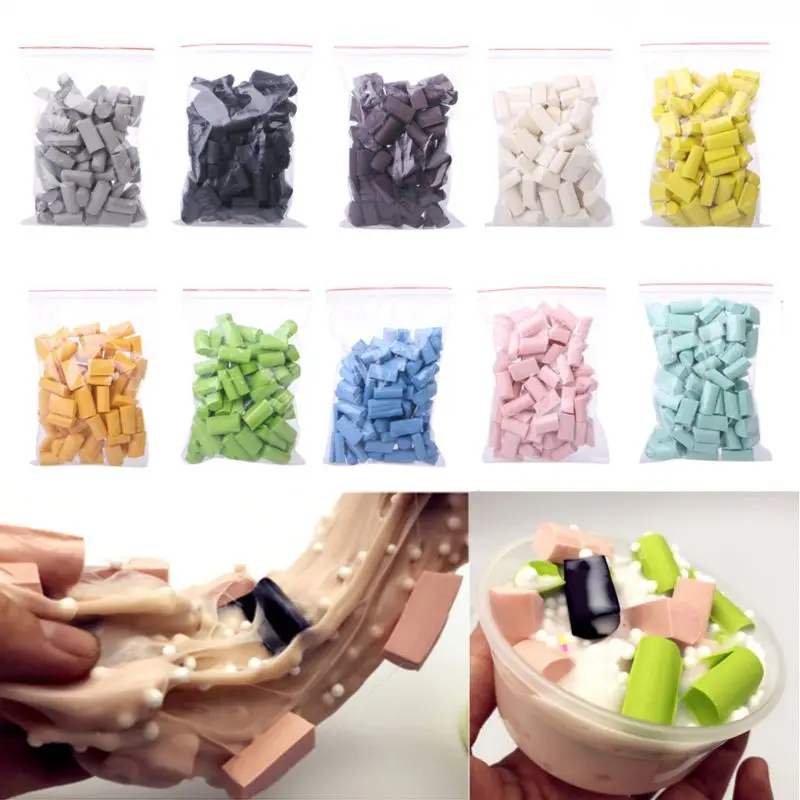 

70PCS Slime Mud Filler Clay Decoration Craft Sponge Strip Foam Beads Kids Toys Christmas Gifts Slime Accessories 15 color