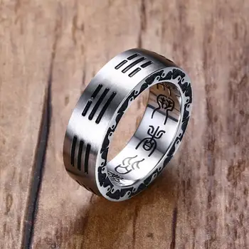 

Mens Rings Stainless Steel Chinese Style Taoist Tai Chi Bagua Lucky Prayer Ring Men Fashion Jewelry Accessories Anel Aneis Bague