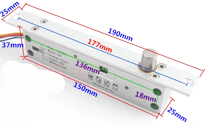 DC12V 5 линий низкая температура Электрический Болт замок сбой безопасный или сбой безопасный с задержкой времени