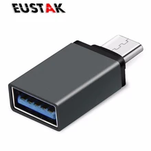 Eustak OTG USB металла-C Тип c мужчина к USB 3.0 Женский Для Xiaomi 4c Тип-C адаптер конвертер OTG Функция для MacBook 12 дюймов