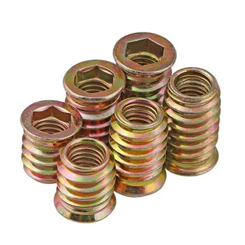 

10pcs M10 Countersunk head hexagon Embedded nut iron Inner and outer teeth Furniture Allen nuts Trapezoidal connector 20-30mm L