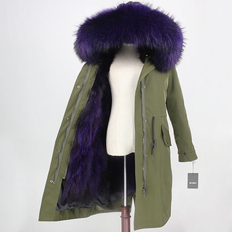OFTBUY X-long Parka, водонепроницаемая верхняя одежда, зимняя куртка для женщин, натуральный мех енота, капюшон, подкладка из лисьего меха, Съемный натуральный мех