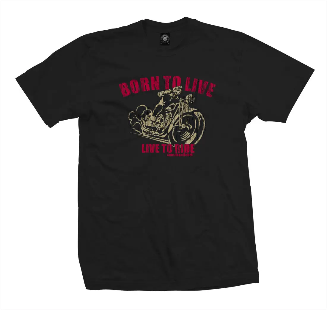 100% хлопок для мужчин рубашки футболки-Born To Live-Bopper Chopper Cruiser рокабилли Hot Rod мотоцикл печати футболки