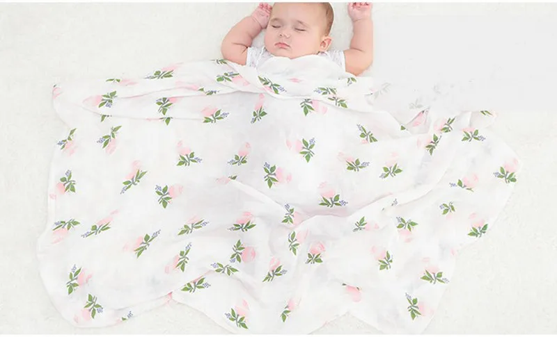 Бамбуковое волокно Фламинго Роза фрукты Печать детское одеяло s постельные принадлежности пеленки для новорожденных