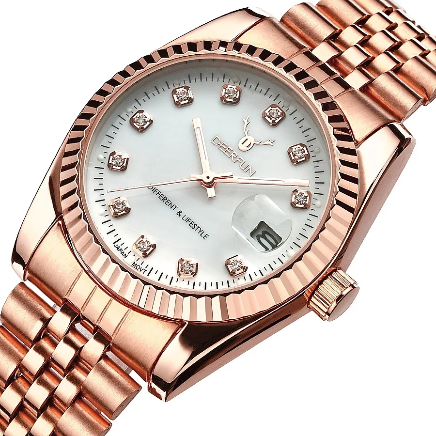 New luxury waterproof rose gold watch ladies quartz watch top brand