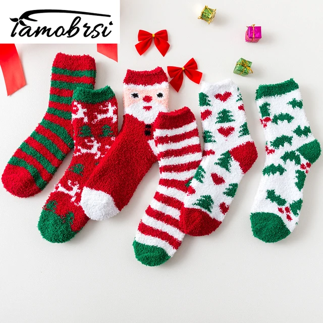 Happy New Year Socks Christmas Santa Claus Moose Tree Pattern Winter Warm Style Socks Short Funny Cotton Women Men Unisex Socks