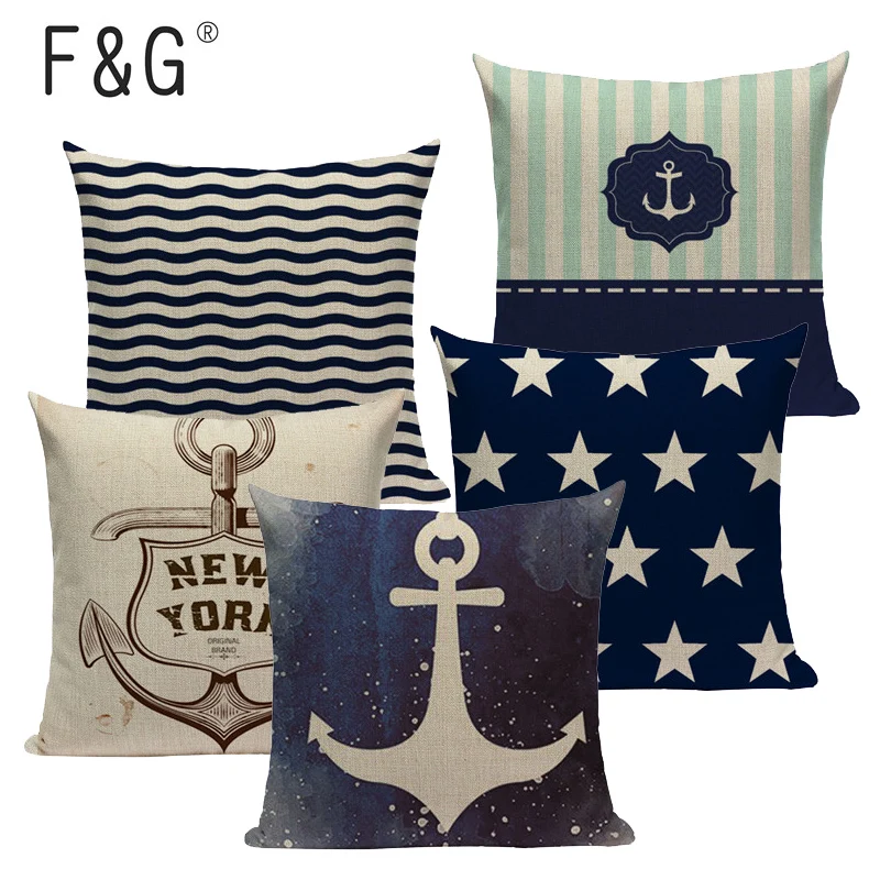 

Nautical Throw Pillows Velvet Anchor Sea Style Throw Case Sofa Home Car Decorative 1 Side Printing Cushion Pillow Case Cover