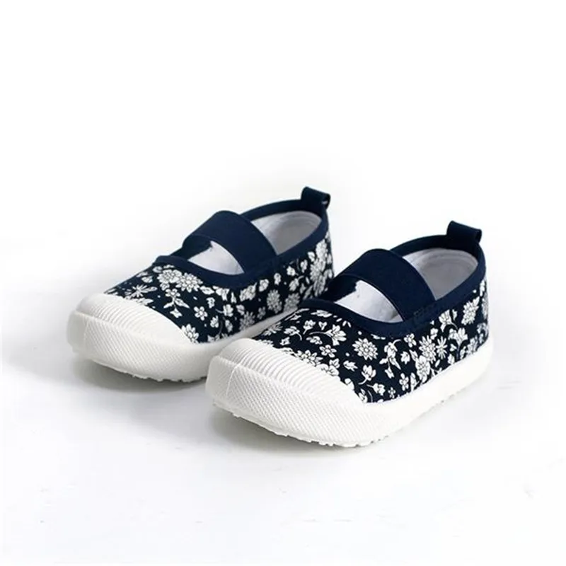 Осенняя детская обувь для маленьких девочек; Повседневная Осенняя обувь для малышей; детские кроссовки для школы на плоской подошве; милая холщовая обувь с кроликом - Цвет: 913 Floral Blue