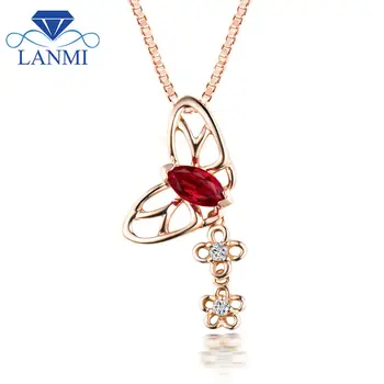 

Loving Solid 18K Rose Gold Ruby Pendant Necklace Design Pretty Diamond Fine Jewelry for Girlfriend Birthday Gift