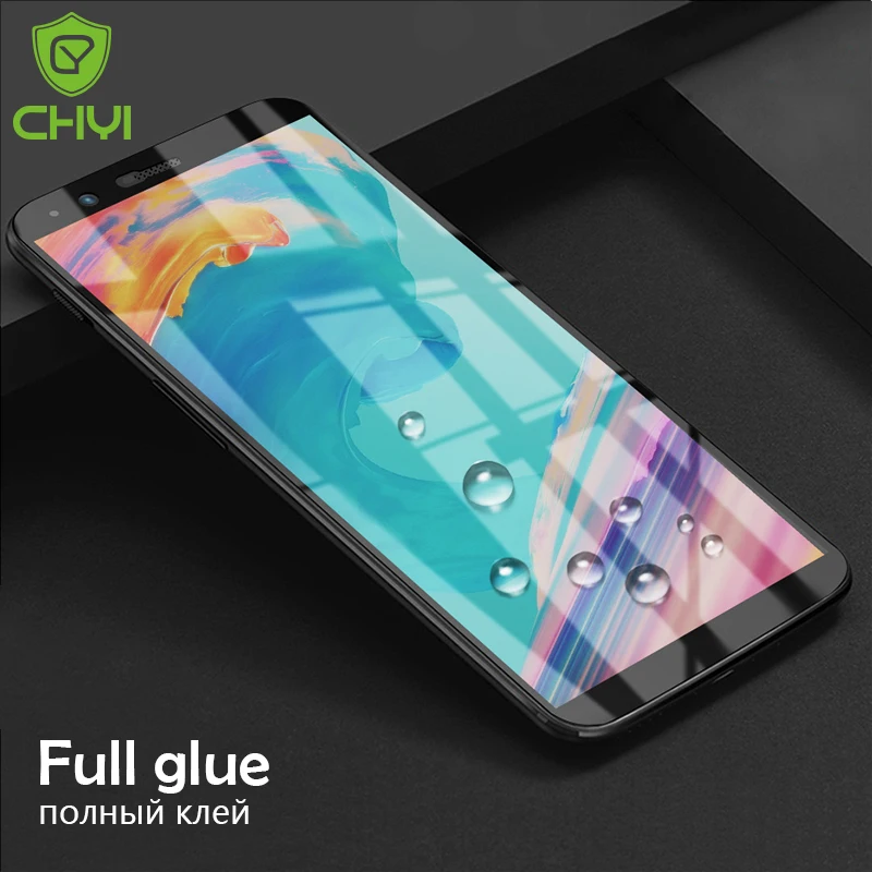 

CHYI Full glue Glass For Oneplus 6T 5T Screen Protector Not block screen display 9H Toughened Oleophobic Coating 1+ Oneplus 6 5
