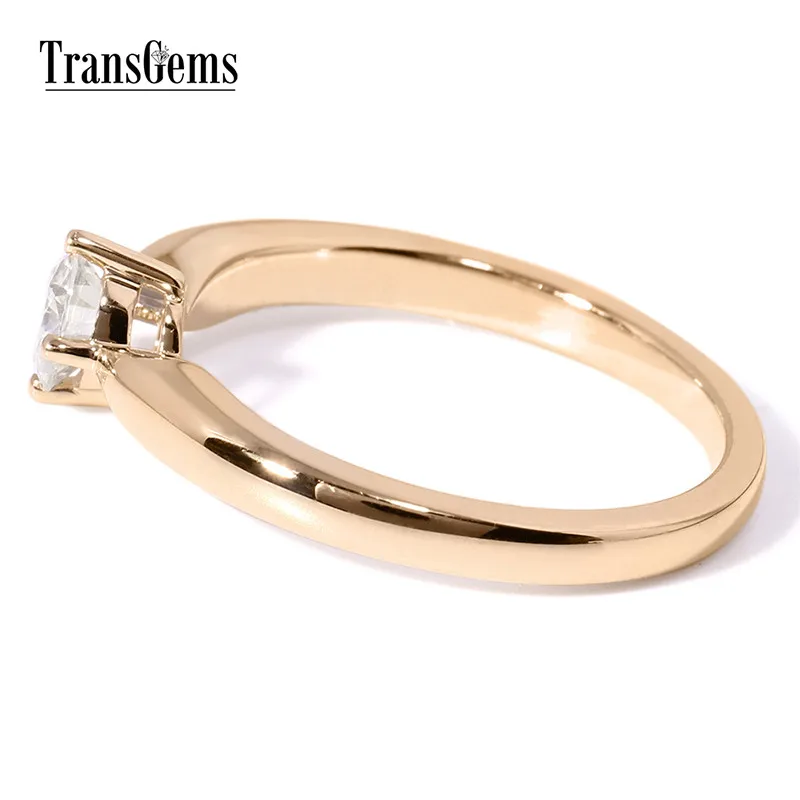 Transgems 14 к Белое Золото 0,5 карат диаметр 5 мм F цвет Муассанит обручение кольцо для женщин Solitare