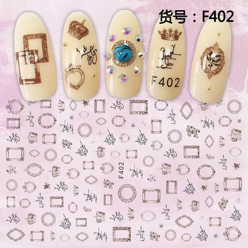 5 листов Ультра тонкий дизайн ногтей Наклейки adesivos Маникюр рамка с цветами наклейки ногти аксессуары F399-403 - Цвет: 5 sheets F402