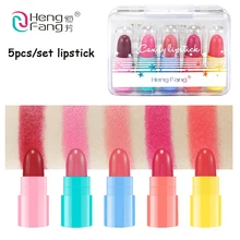 Heng Fang 5 цветов/комплект Милая Мини матовая губная помада женская косметика винно-Красный Розовый водонепроницаемый Batom брендовая Косметика набор для губ