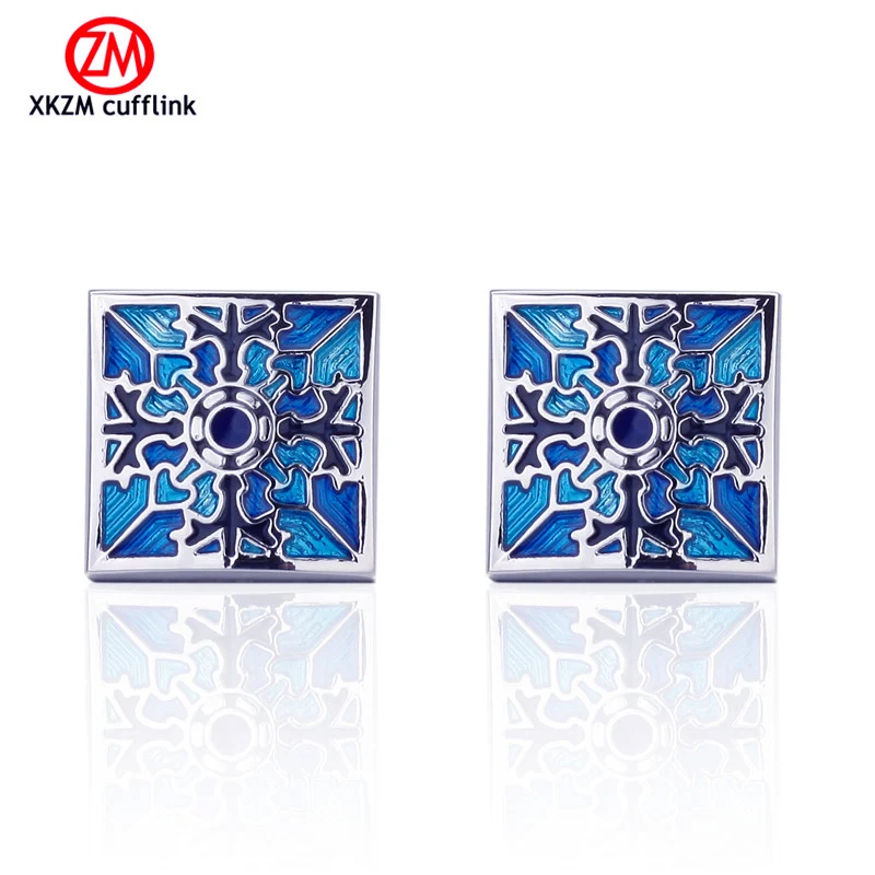 

Luxury Men blue square flower Cufflinks High Quality Lawyer Groom Wedding Cufflinks For Mens Shirt Cuff Links French Jewelry