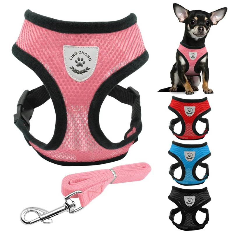 

Breathable Mesh Small Medium Dog Pet Harness and Leash Set Puppy Cat Vest Harness Collar For Chihuahua Pug Bulldog arnes perro