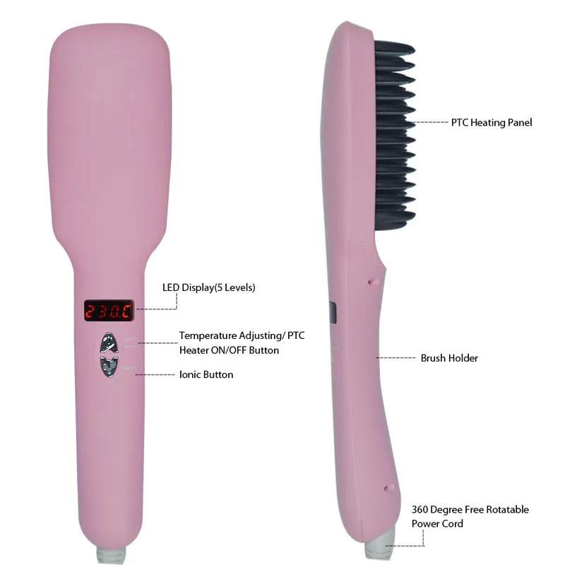 Alisador de Cabelo Elétrica Ionic Plana Escova Rápido Aquecimento Alisador Pente Varinha Cerâmica Ferro Penteado Seda Suave Ferramenta 3 Cheap Ferros alisamento