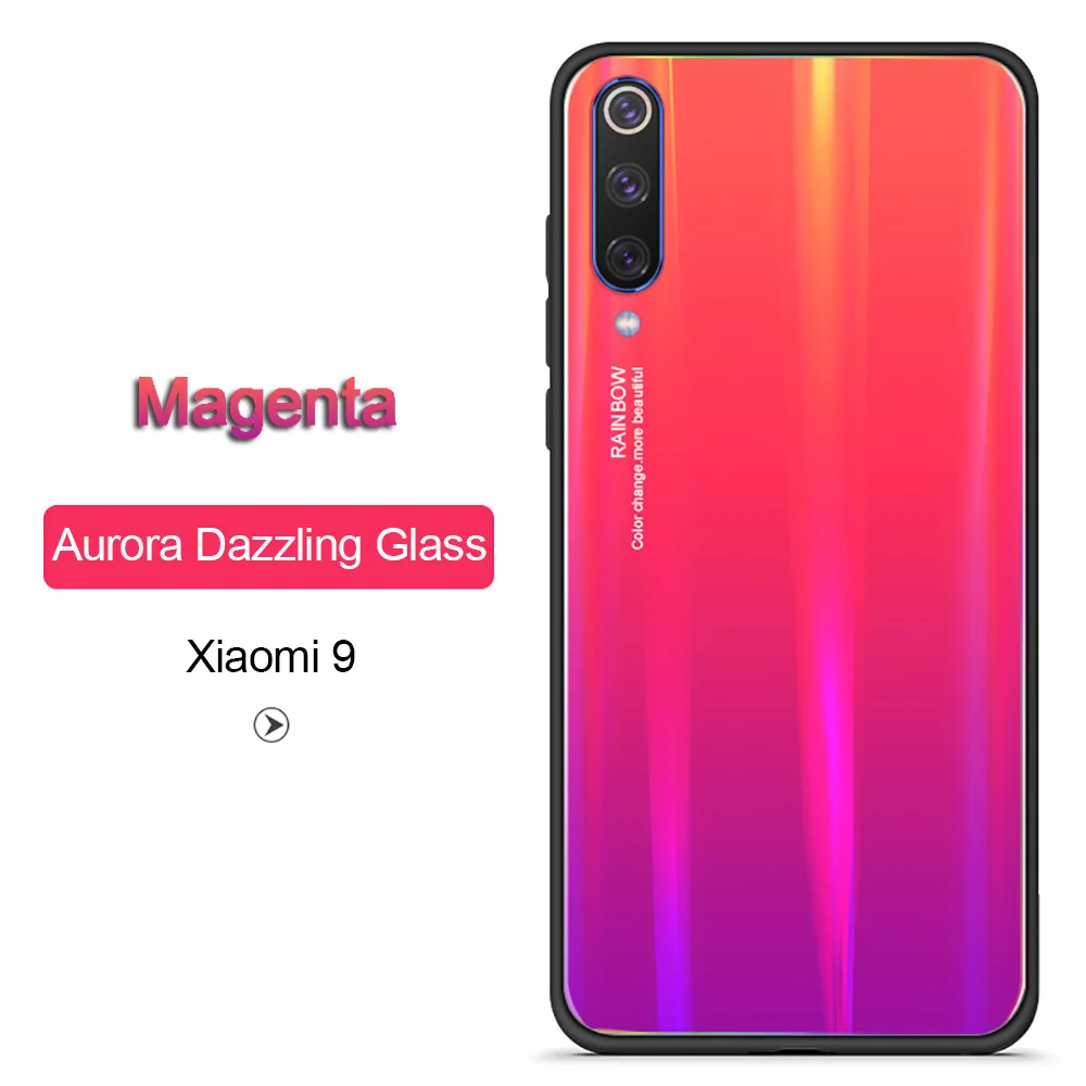 magenta xiaomi mi 9 se чехол Лазерный закаленное Стекло для телефона для Xiaomi 8 9 6X с уклоном, разноцветные, Крышка корпуса для huawei Mate20 li - Цвет: magenta