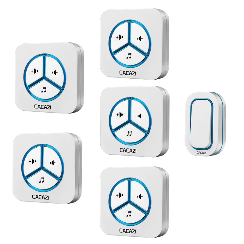 

CACAZI doorbell 280M remote AC 110-220V US/EU/UK Plug Wireless Door bell 1 waterproof button+5 receivers 48 rings door chime5868