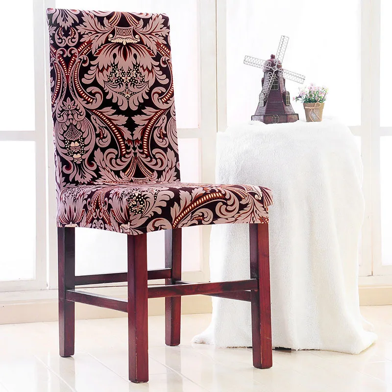 Растягивающийся Чехол для стула из спандекса с цветком, защитный чехол на спинку, чехол на сиденье, съемные эластичные чехлы на обеденные стулья для гостиной - Цвет: 8