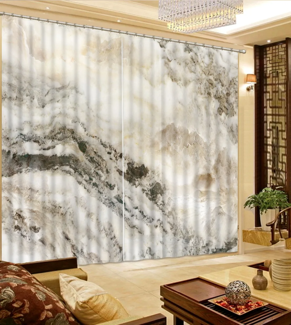 

Luxury Blackout 3D Window Curtains For Living Room Bedroom marble curtains Blackout curtain