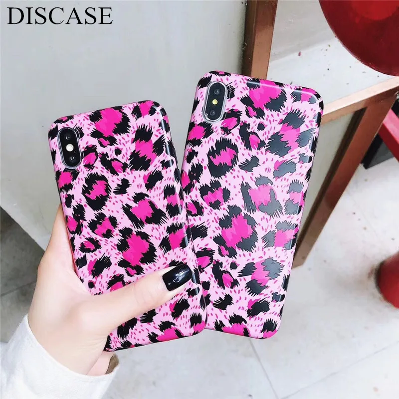 DISCASE Fashion IMD Scrub Phone Case For iphone XS MAX XR XS Leopard Soft All Inclusive For