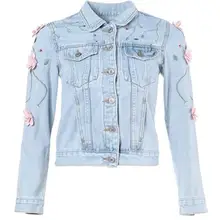 Весенняя Ретро винтажная джинсовая куртка для женщин Цветочная джинсовая куртка с вышивкой пальто Повседневная джинсовая куртка размера плюс 2XL