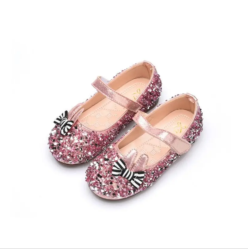 

1 2 3 4 5 6 Old Years 2018 New Spring Autumn Princess Diamond Flats Shoes For Girls Kids Baby Wedding Party Flats Shoes