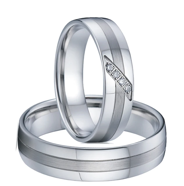 1 pair male female love silver white gold color western titanium couple engagement wedding band rings - Cheap Wedding Rings For Him And Her 1 pair male female love silver white gold color western titanium couple engagement wedding band rings - Cheap Wedding Rings For Him And Her