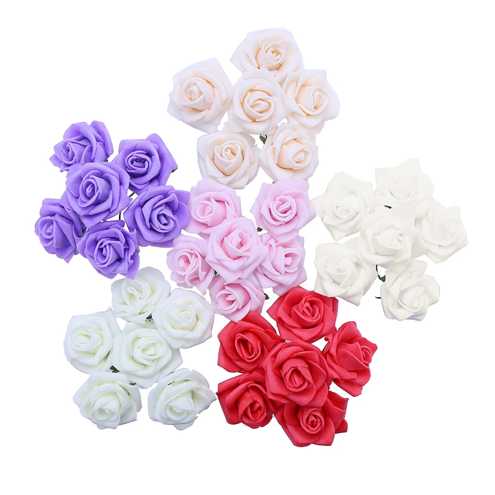 72PCS LOT 35cm Head PE Artificial Rose Flowers For Wedding