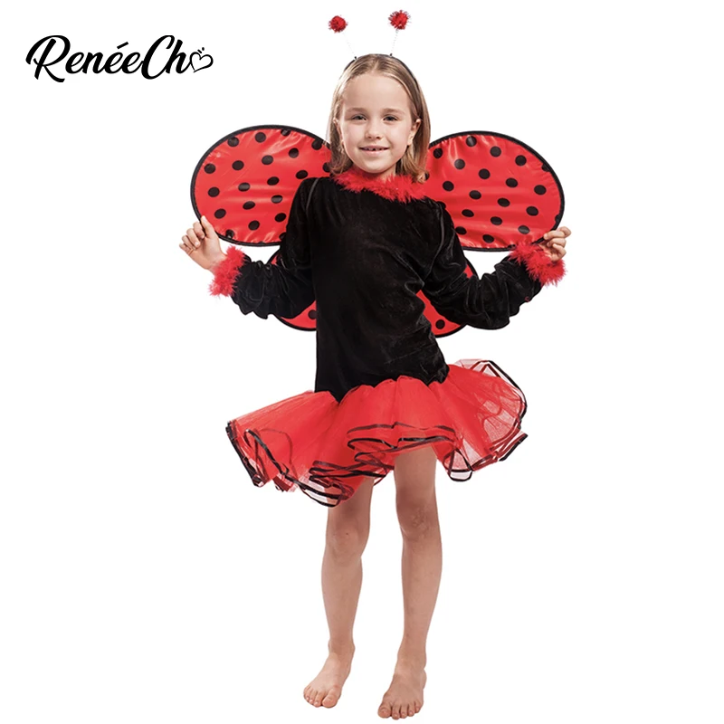 

Reneecho Halloween Costume For Kids Girls Ladybird Ladybug Costume Child Tiger Fancy Dress Leopard Dresses Purim Party Wear
