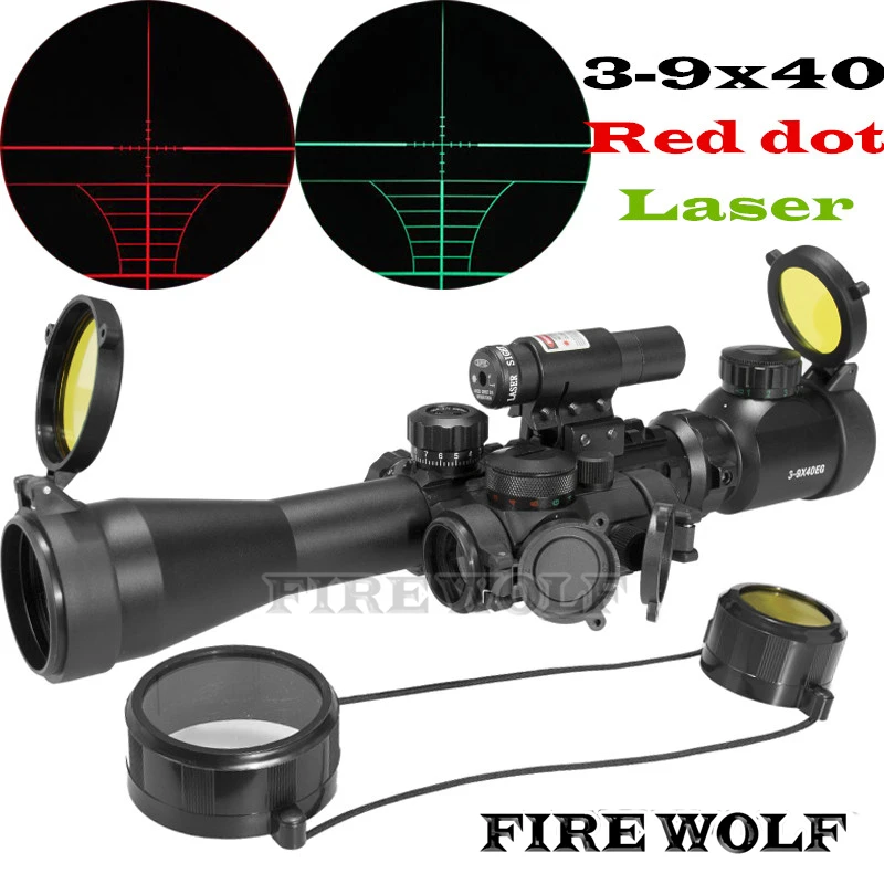 

FIRE WOLF Hunting Airsoft Optics 3-9X40 Illuminated Red Laser Riflescope With Holographic Dot Sight Combo Gun Weapon Sight