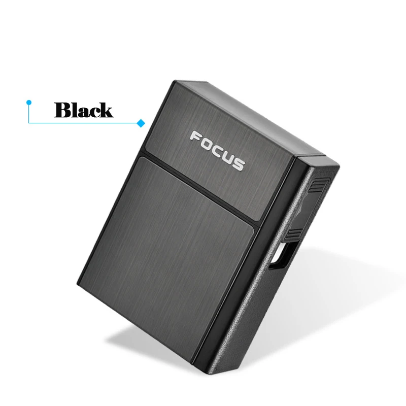 Абсолютно держатель Ciagrette коробка со съемной электронная USB Зажигалка Беспламенное ветрозащитное табачный чехол для прикуривателя - Цвет: Черный