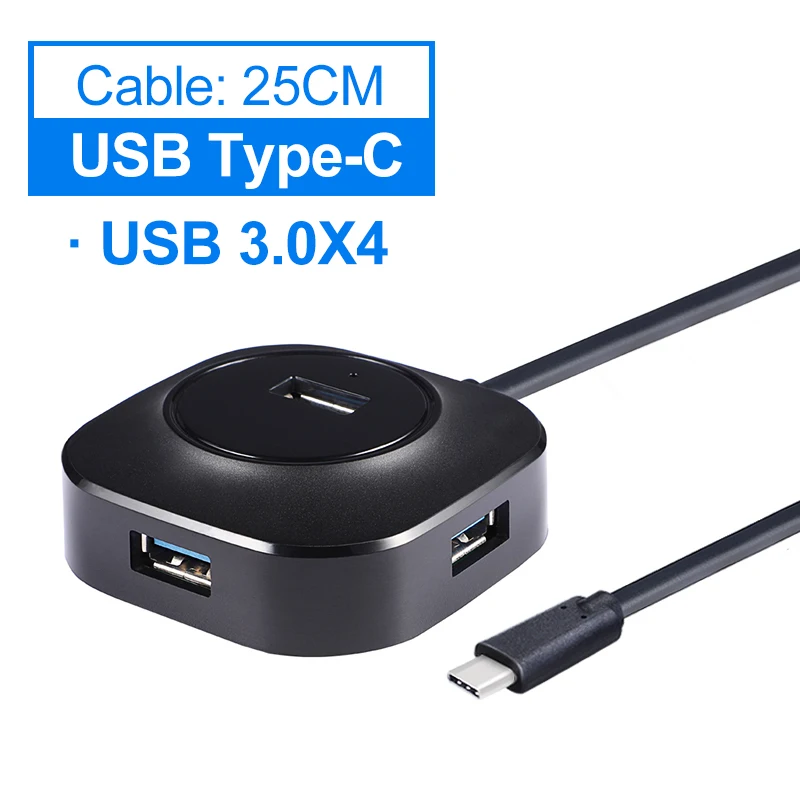 Type-C 3.0 25cm USB C концентратор USB 3,0 концентратор разветвитель несколько USB хаб Тип C концентратор 2,0 мульти хаб расширитель 4 порта концентратор для портативных ПК - Цвет: Type-C 3.0 25cm