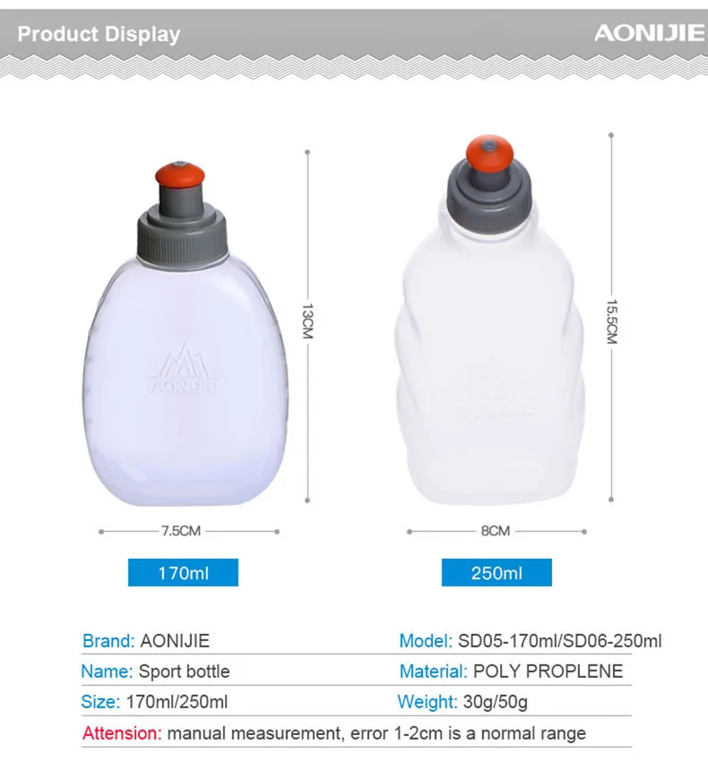 Портативный спортивные бутылки с водой для велоспорта для пеших прогулок, путешествий, кемпинга легкая бутылка 170 мл 250 открытый воды водопроводная в бутылках