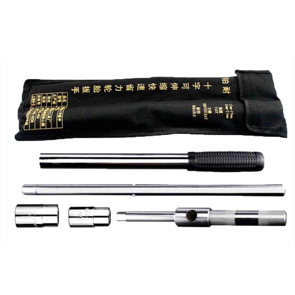 

Universal Lug Wrench, Lengthened Cross Wrench with 17mm 19mm 21mm 23mm Car Tire Removal Wrench Sleeve Tire Replacement Tool