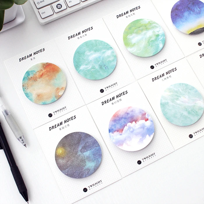 

8 Designs Dream Series Sticky Notes Planet Memo Pad Cute Diary Notebook Stickers Message Notes Notepad Stationery