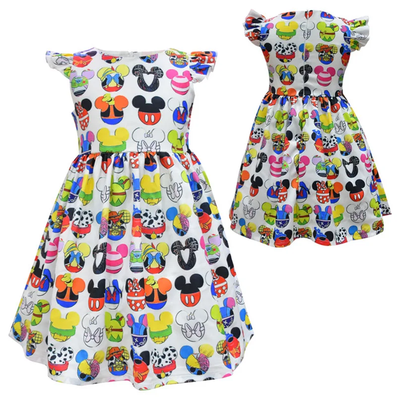 

Girls Casual Dresses Summer Beach Princess Printing Dress for Baby Girls 3-8Y Children Clothing