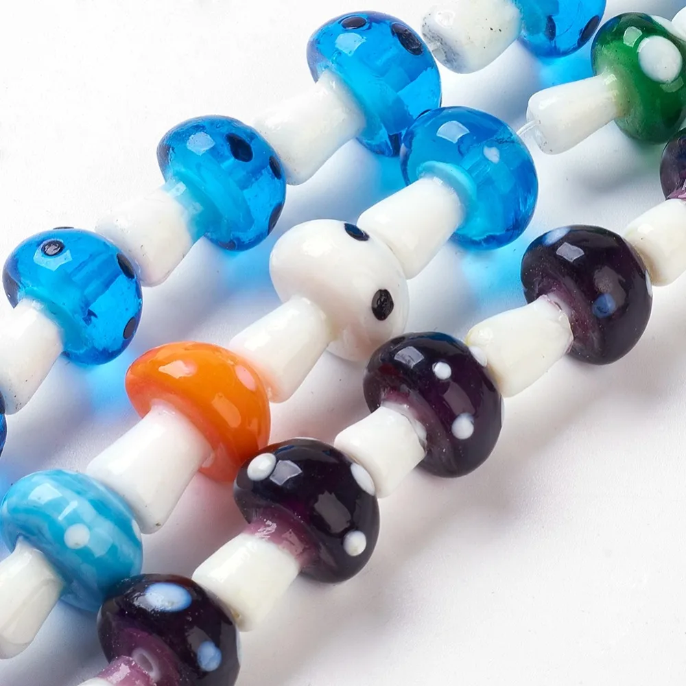 Pandahall 100 шт. ручной работы гриб смешанный цвет Lampwork бусины DIY ювелирных интимные Аксессуары Поиск для ожерелья браслеты оптовая продажа