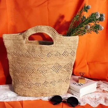 

NEW Straw Beach Bag Vintage Handmade Woven Shoulder Bag Raffia circle Rattan bags Bohemian Summer Vacation Casual Bags