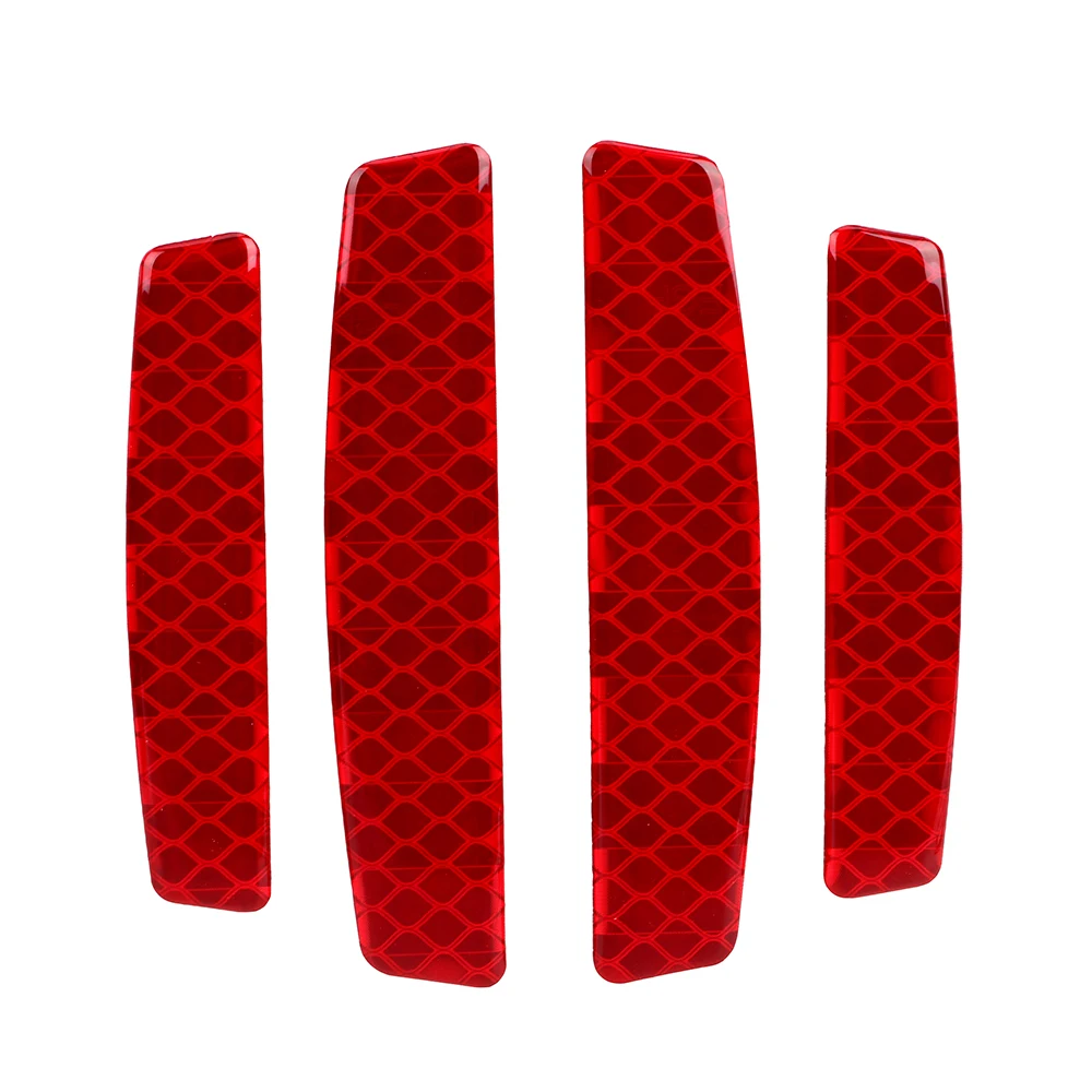Красный LEEPEE Car Door Sticker Decal Safety Warning Light Reflective Warning Strip Stickers Reflective Tape 4Pcs/set Auto Accessory - Цвет: Красный