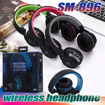 

30PCS/Lot NEW SM-896 folding wireless Bluetooth stereo music headset Earphone with Mic Headphone Support TF Card for TV PC MP3