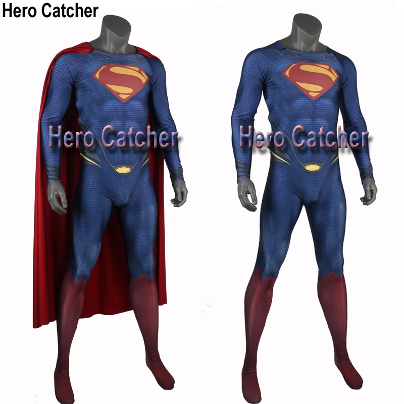 Высококачественный костюм супермена с 3D принтом, стальной костюм Супермена, Костюм Супермена для тематической вечеринки, костюм супермена с 3D логотипом на заказ