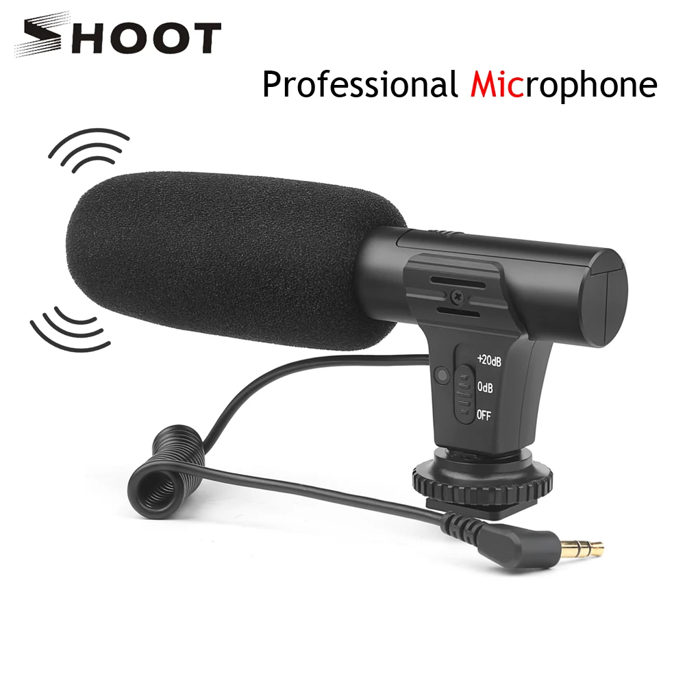 

SHOOT Stereo Camcorder Microphone for Nikon Canon DSLR Camera Computer Mobile Phone PC Microphone for Xiaomi 8 iphone X Samsung