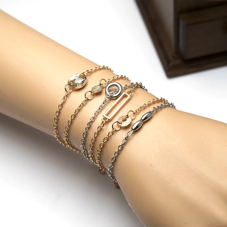 Volunge 2017 6Pcs/Set Alloy Simple Fashion Alloy Multi Elements Pendant Combination Bracelets