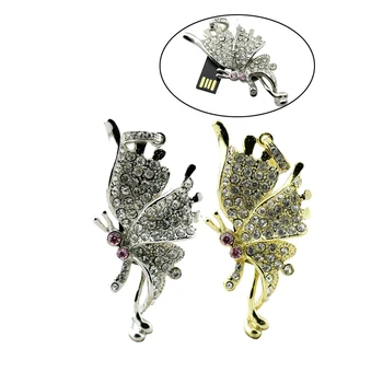 

Crystal Necklace Butterfly Usb Flash Drive 8GB 16G 32GB 64GB Mini Pen Drive Pendrive Usb Stick Memory External Memory Storage
