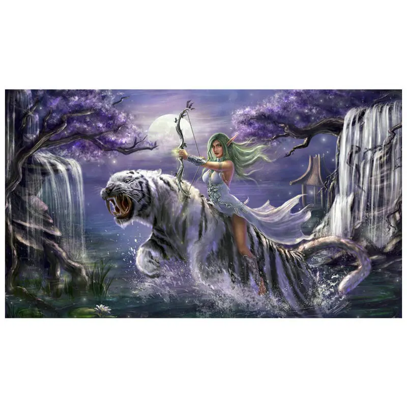 

5d diamond painting fairy tiger full square drill fairyland girl diamond mosaic landscape 3d diamond embroidery decorative